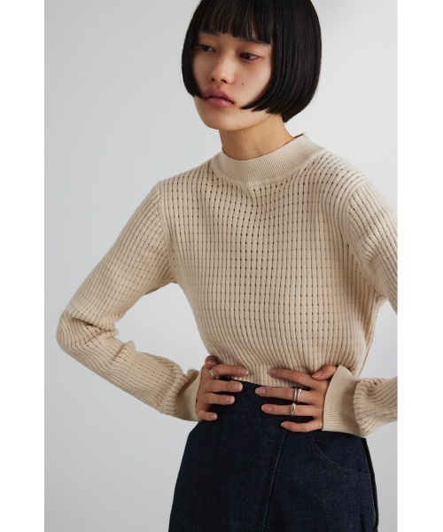 STYLEMIXER（スタイルミキサー）の「アイレットパターンニットトップ（ニット/セーター・レディース・ライトベージュ/サックスブルー/ブラック・FREE）」の8枚目の写真