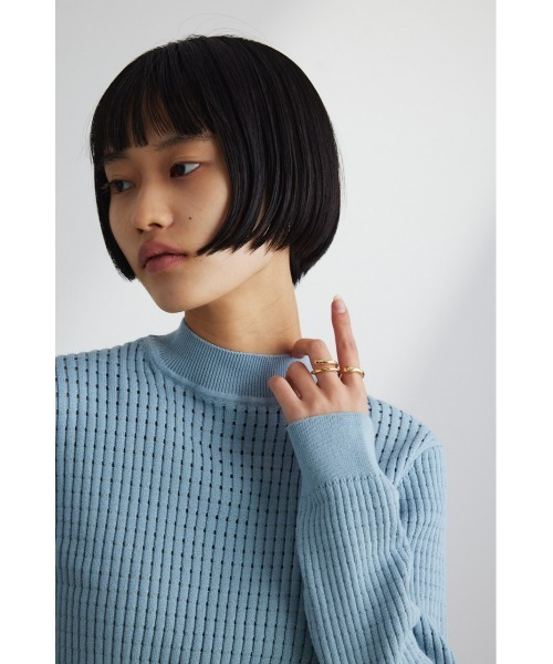 STYLEMIXER（スタイルミキサー）の「アイレットパターンニットトップ（ニット/セーター・レディース・ライトベージュ/サックスブルー/ブラック・FREE）」の12枚目の写真