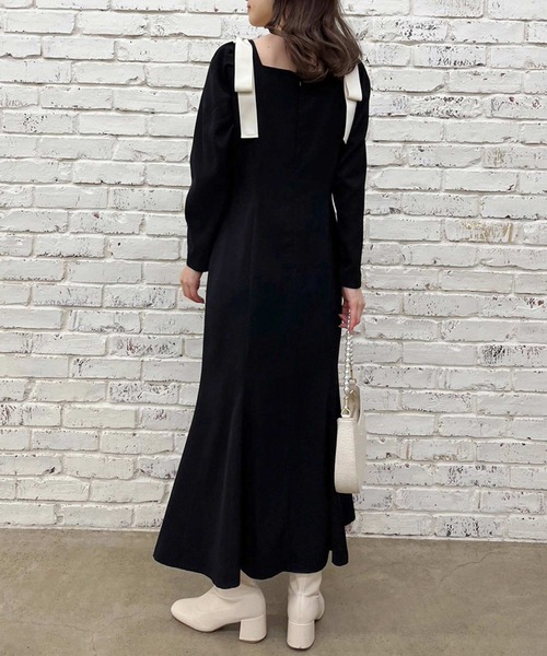 リボンコレクション】 WEB限定肩リボンマーメイドワンピース