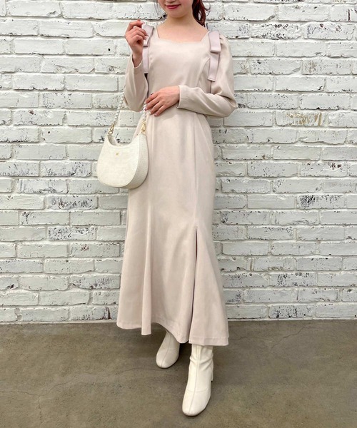 リボンコレクション】 WEB限定肩リボンマーメイドワンピース