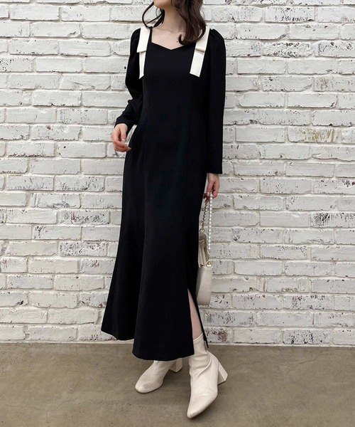 リボンコレクション】 WEB限定肩リボンマーメイドワンピース