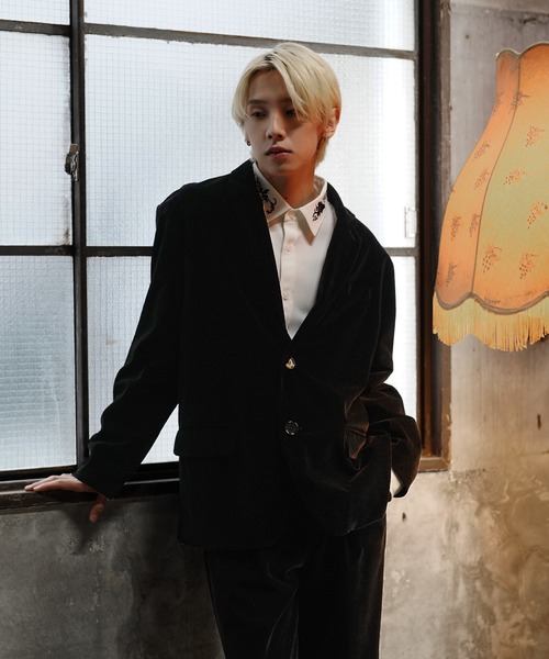 G.O.C（ジーオーシー）の「オーバーサイズベルベットテーラードJK（テーラードジャケット・メンズ・パープル/ブラック・MEDIUM/LARGE）」の7枚目の写真