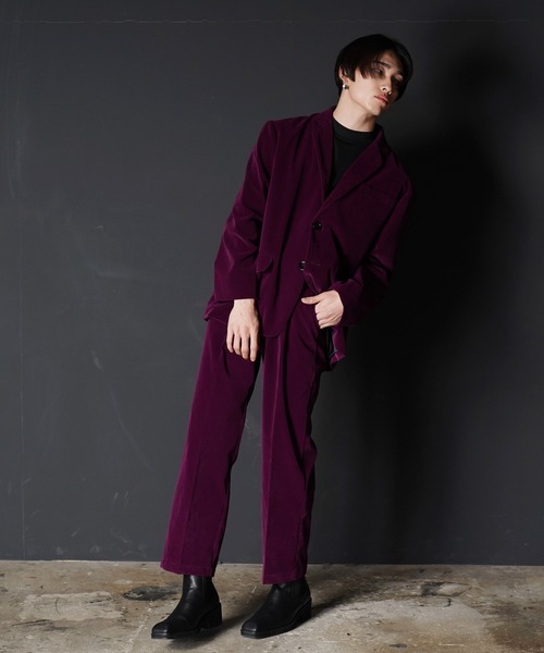 G.O.C（ジーオーシー）の「オーバーサイズベルベットテーラードJK（テーラードジャケット・メンズ・パープル/ブラック・MEDIUM/LARGE）」の5枚目の写真