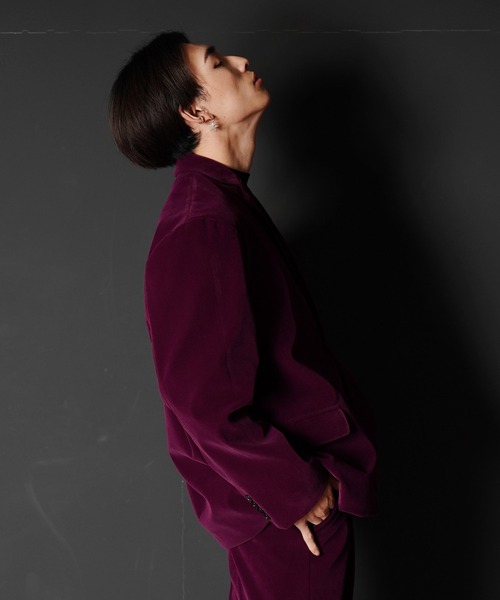 G.O.C（ジーオーシー）の「オーバーサイズベルベットテーラードJK（テーラードジャケット・メンズ・パープル/ブラック・MEDIUM/LARGE）」の3枚目の写真