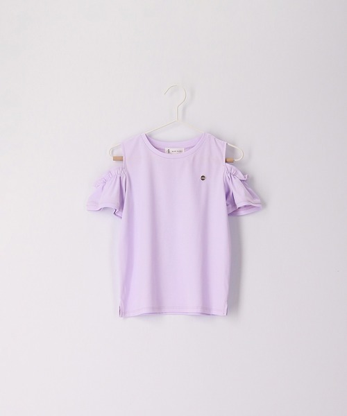 ROPE' PICNIC（ロペピクニック）の「【KIDS】肩あきフリルハーフスリーブTシャツ（Tシャツ/カットソー・キッズ・ホワイト/ライトグリーン/ラベンダー・110/120/130/140/150）」の3枚目の写真