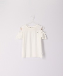 【KIDS】肩あきフリルハーフスリーブTシャツ
