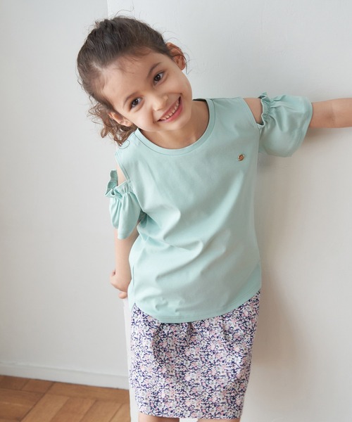 ROPE' PICNIC（ロペピクニック）の「【KIDS】肩あきフリルハーフスリーブTシャツ（Tシャツ/カットソー・キッズ・ホワイト/ライトグリーン/ラベンダー・110/120/130/140/150）」の15枚目の写真