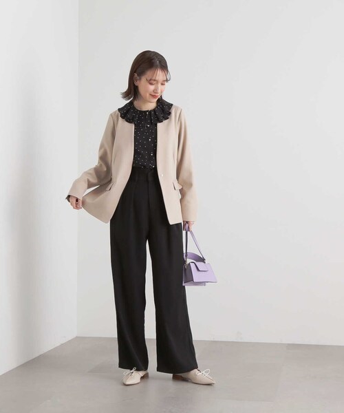 N.（N. Natural Beauty Basic）（エヌエヌナチュラルビューティーベーシック）の「横型ミニショルダーバッグ（トートバッグ・レディース・パープル/ホワイト・ﾌﾘ-）」の10枚目の写真