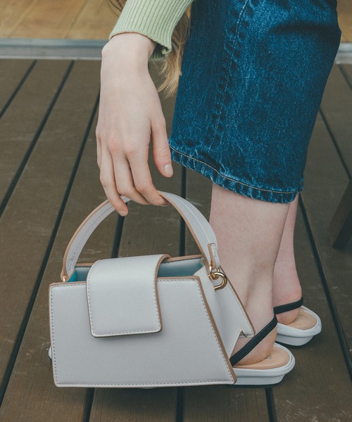 N.（N. Natural Beauty Basic）（エヌエヌナチュラルビューティーベーシック）の「横型ミニショルダーバッグ（トートバッグ・レディース・パープル/ホワイト・ﾌﾘ-）」の2枚目の写真