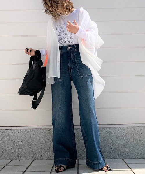 Q(キュー)の「袖スリットシャツ(シャツ/ブラウス・レディース・アイボリー/ライトグレー・MEDIUM)」の15枚目の写真