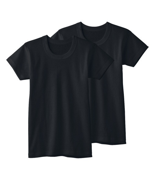こどもグンゼ（コドモグンゼ）の「こどもグンゼ 男の子 半袖Tシャツ 抗菌防臭 部屋干し対応 2枚組　本体綿100％（インナーウェア/肌着・キッズ・ブラック/ホワイト・150/130/110/120/140/170/100/160）」の2枚目の写真