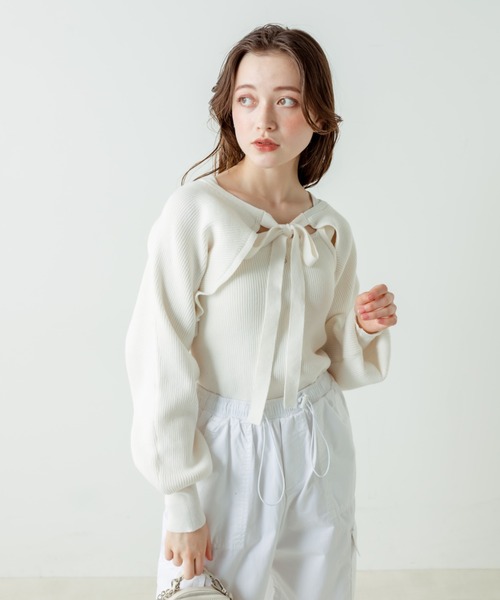OLIVE des OLIVE(オリーブデオリーブ)の「刺繍ワンポイントニットタンクトップ(タンクトップ・レディース・ブラック/オフホワイト/ピンク・FREE)」の9枚目の写真