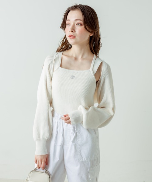 OLIVE des OLIVE(オリーブデオリーブ)の「刺繍ワンポイントニットタンクトップ(タンクトップ・レディース・ブラック/オフホワイト/ピンク・FREE)」の10枚目の写真