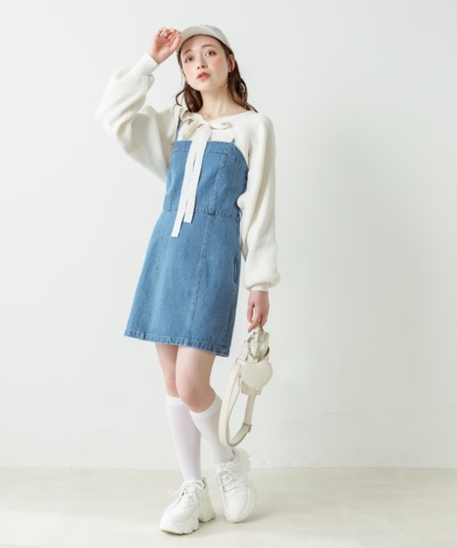 OLIVE des OLIVE(オリーブデオリーブ)の「刺繍ワンポイントニットタンクトップ(タンクトップ・レディース・ブラック/オフホワイト/ピンク・FREE)」の11枚目の写真