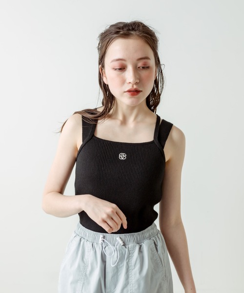 OLIVE des OLIVE(オリーブデオリーブ)の「刺繍ワンポイントニットタンクトップ(タンクトップ・レディース・ブラック/オフホワイト/ピンク・FREE)」の13枚目の写真