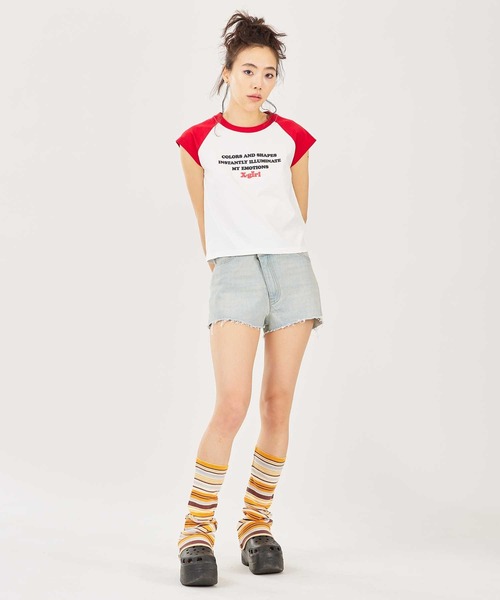 X-girl（エックスガール）の「DENIM SHORT PANTS（デニムパンツ・レディース・ブラック/ライトインディゴブルー・M/S）」の20枚目の写真