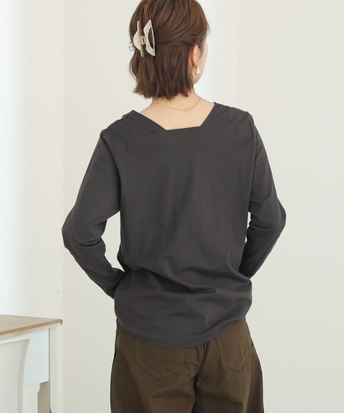 ElegChic(エレグシック)の「コットンスクエアネックプルオーバー(Tシャツ/カットソー・レディース・グレイッシュベージュ/モカ/ブラック/オフホワイト/チャコールグレー・3L/5L/L)」の16枚目の写真