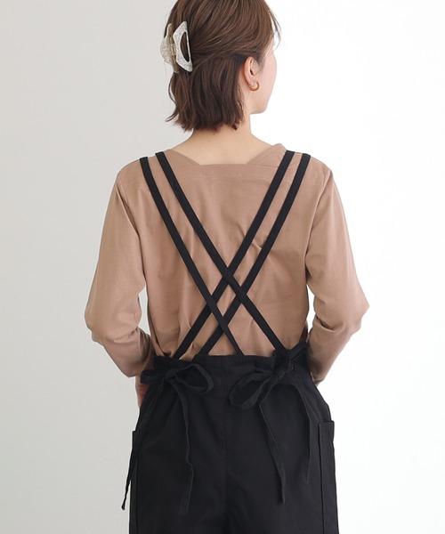 ElegChic(エレグシック)の「コットンスクエアネックプルオーバー(Tシャツ/カットソー・レディース・グレイッシュベージュ/モカ/ブラック/オフホワイト/チャコールグレー・3L/5L/L)」の20枚目の写真