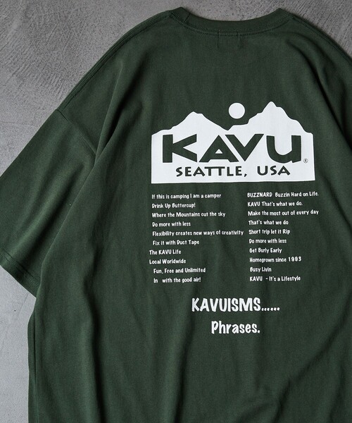 FREAK'S STORE(フリークスストア)の「【限定展開】KAVU×FREAK'S STORE/カブー 別注 ビッグシルエット バックプリントTシャツ/TOUR TEE(Tシャツ/カットソー・メンズ・ホワイト/ブラック/ベージュ/グリーン・SMALL/MEDIUM/LARGE)」の4枚目の写真