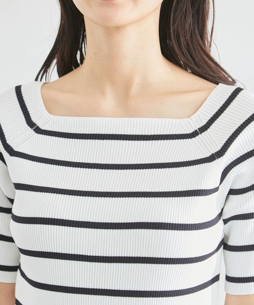 ROPE' PICNIC（ロペピクニック）の「スクエアネックリブニットプルオーバー（ニット/セーター・レディース・ライトグリーン/ターコイズブルー/キナリ/ホワイト系その他5/ブラック・38）」の10枚目の写真