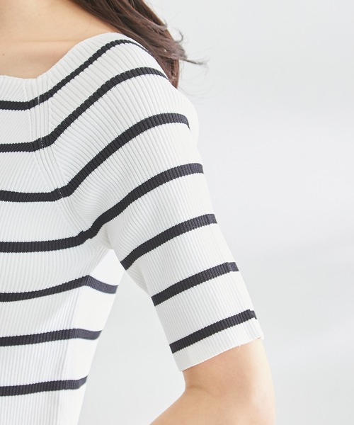 ROPE' PICNIC（ロペピクニック）の「スクエアネックリブニットプルオーバー（ニット/セーター・レディース・ライトグリーン/ターコイズブルー/キナリ/ホワイト系その他5/ブラック・38）」の11枚目の写真