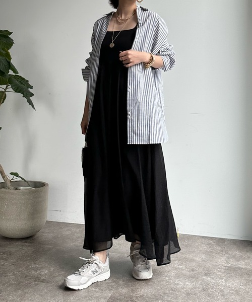 DouDou(ドゥドゥ)の「ニット切替シアーキャミワンピース(ワンピース・レディース・ブラック/オフホワイト/ネイビー/カーキ・FREE)」の10枚目の写真