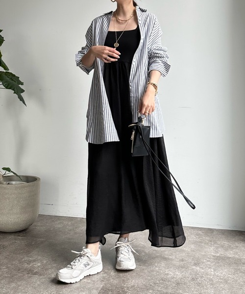DouDou(ドゥドゥ)の「ニット切替シアーキャミワンピース(ワンピース・レディース・ブラック/オフホワイト/ネイビー/カーキ・FREE)」の11枚目の写真