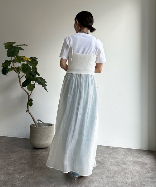 DouDou(ドゥドゥ)の「ニット切替シアーキャミワンピース(ワンピース・レディース・ブラック/オフホワイト/ネイビー/カーキ・FREE)」の20枚目の写真