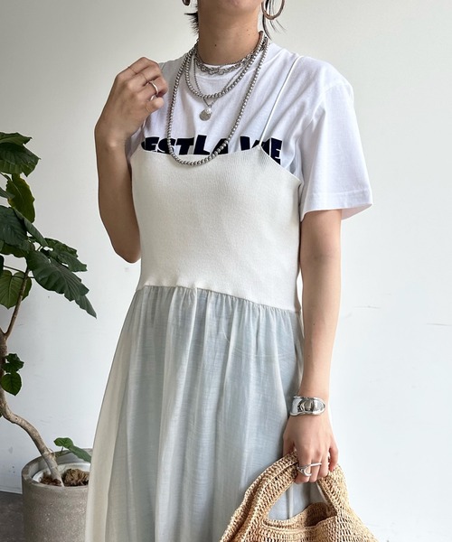 DouDou(ドゥドゥ)の「ニット切替シアーキャミワンピース(ワンピース・レディース・ブラック/オフホワイト/ネイビー/カーキ・FREE)」の21枚目の写真
