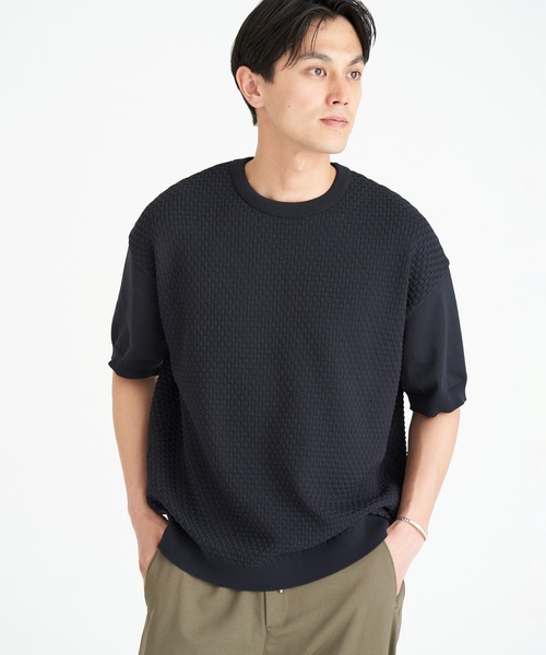 ESTNATION（エストネーション）の「ESTNATION / イントレチャート ニットTシャツ（ニット/セーター・メンズ・ブルー/ブラック/ホワイト/ネイビー・SMALL/MEDIUM/LARGE）」の14枚目の写真