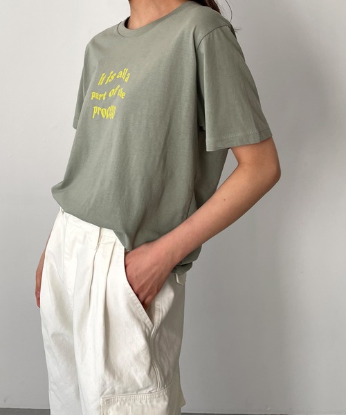 CANAL JEAN（キャナルジーン）の「El mar(エルマール) "It is all"半袖Tシャツ（Tシャツ/カットソー・レディース・カーキ/ホワイト・ONE SIZE）」の6枚目の写真