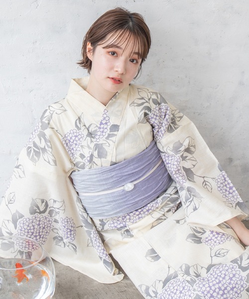 ゆかた館グレース（ユカタカングレース）の「こだわり浴衣５点セット（浴衣・レディース・ラベンダー/クリーム/チャコールグレー/グレー/サックスブルー/ブルー/キナリ/ベージュ/ブルーグレー/ライトグリーン/ブラウン/ベージュ系/ネイビー/グリーン/ライトブルー・MEDIUM/SMALL）」の15枚目の写真