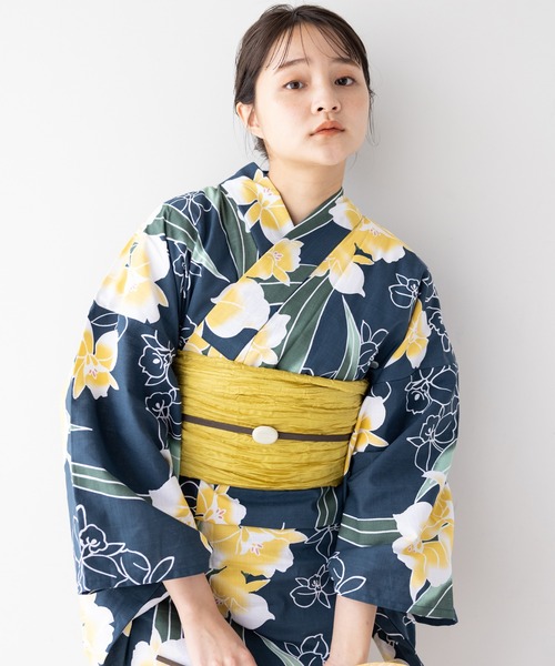 ゆかた館グレース（ユカタカングレース）の「こだわり浴衣５点セット（浴衣・レディース・ラベンダー/クリーム/チャコールグレー/グレー/サックスブルー/ブルー/キナリ/ベージュ/ブルーグレー/ライトグリーン/ブラウン/ベージュ系/ネイビー/グリーン/ライトブルー・MEDIUM/SMALL）」の9枚目の写真