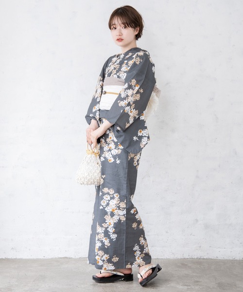 ゆかた館グレース（ユカタカングレース）の「こだわり浴衣５点セット（浴衣・レディース・ラベンダー/クリーム/チャコールグレー/グレー/サックスブルー/ブルー/キナリ/ベージュ/ブルーグレー/ライトグリーン/ブラウン/ベージュ系/ネイビー/グリーン/ライトブルー・MEDIUM/SMALL）」の17枚目の写真