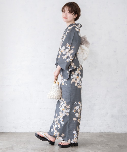 ゆかた館グレース（ユカタカングレース）の「こだわり浴衣５点セット（浴衣・レディース・ラベンダー/クリーム/チャコールグレー/グレー/サックスブルー/ブルー/キナリ/ベージュ/ブルーグレー/ライトグリーン/ブラウン/ベージュ系/ネイビー/グリーン/ライトブルー・MEDIUM/SMALL）」の18枚目の写真