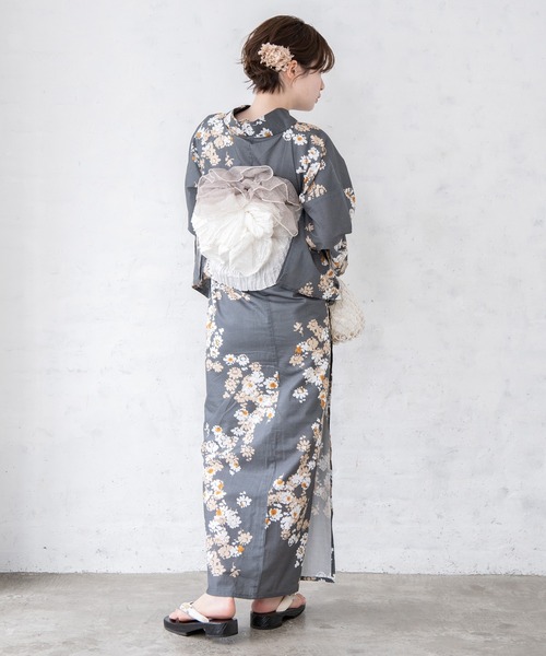 ゆかた館グレース（ユカタカングレース）の「こだわり浴衣５点セット（浴衣・レディース・ラベンダー/クリーム/チャコールグレー/グレー/サックスブルー/ブルー/キナリ/ベージュ/ブルーグレー/ライトグリーン/ブラウン/ベージュ系/ネイビー/グリーン/ライトブルー・MEDIUM/SMALL）」の19枚目の写真