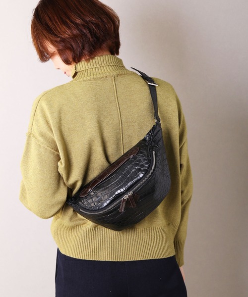sankyo shokai(サンキョウショウカイ)の「クロコダイルレザーウエストバッグ マット加工ボディバッグ(ボディバッグ/ウエストポーチ・メンズ・ベージュ/インディゴブルー/ネイビー/ブラック系/ダークブラウン/ピンク/キャメル/ブルー/グレー/ダークグリーン/ブラック/ワイン・FREE)」の14枚目の写真