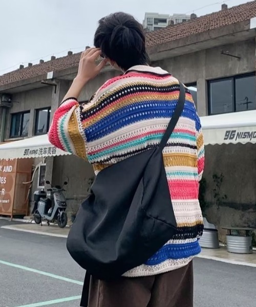 MGV（エムジーヴィー）の「マルチボーダーニットポロ（ニット/セーター・メンズ・レインボー/ブラック・MEDIUM/LARGE/X-LARGE）」の4枚目の写真