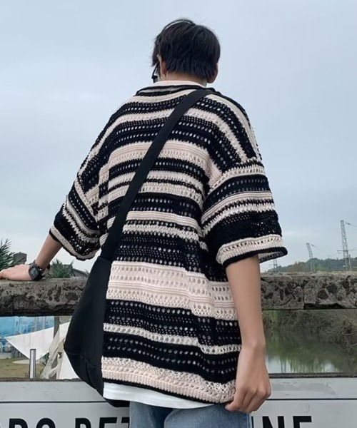 MGV（エムジーヴィー）の「マルチボーダーニットポロ（ニット/セーター・メンズ・レインボー/ブラック・MEDIUM/LARGE/X-LARGE）」の12枚目の写真