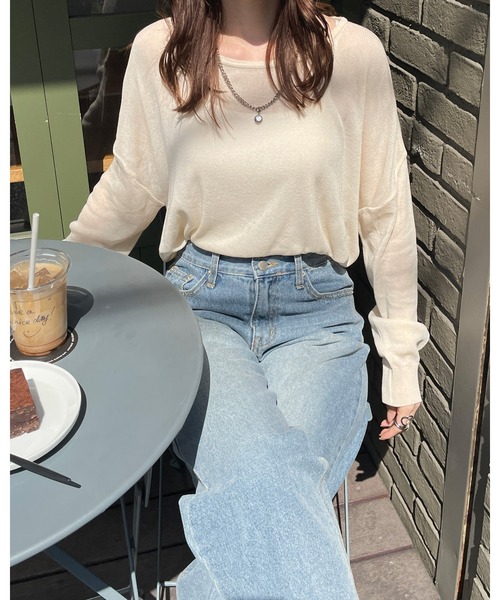 LE MORE（リモア）の「ボートネックシアーニットプルオーバー（ニット/セーター・レディース・ピンク/ブラック/ブラウン/アイボリー・FREE）」の22枚目の写真