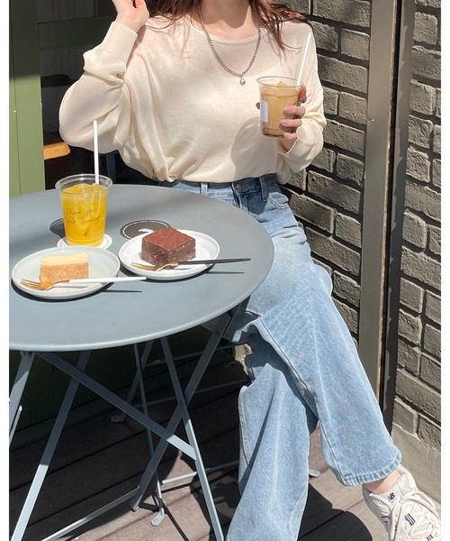 LE MORE（リモア）の「ボートネックシアーニットプルオーバー（ニット/セーター・レディース・ピンク/ブラック/ブラウン/アイボリー・FREE）」の16枚目の写真