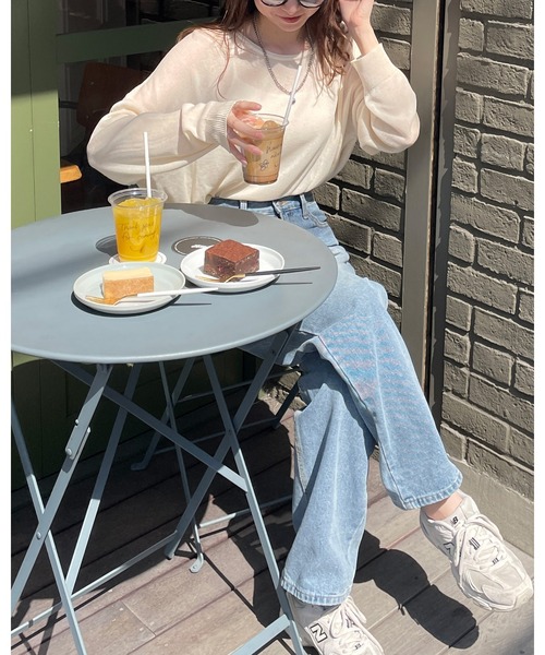 LE MORE（リモア）の「ボートネックシアーニットプルオーバー（ニット/セーター・レディース・ピンク/ブラック/ブラウン/アイボリー・FREE）」の11枚目の写真