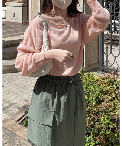 LE MORE（リモア）の「ボートネックシアーニットプルオーバー（ニット/セーター・レディース・ピンク/ブラック/ブラウン/アイボリー・FREE）」の17枚目の写真