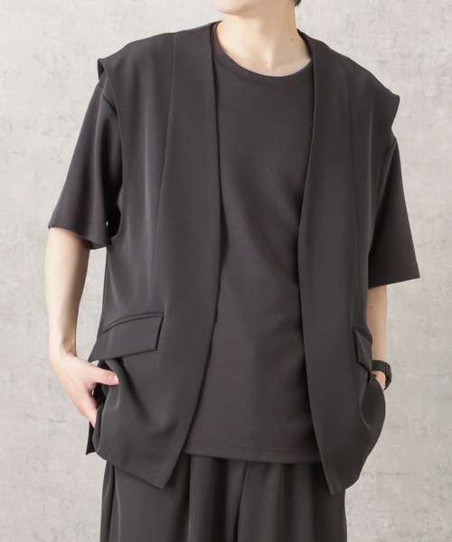 URBAN COLLECTION(アーバンコレクション)の「ドレープツイルベスト(ベスト・メンズ・カーキ/ブラック/チャコール・L/M)」の3枚目の写真