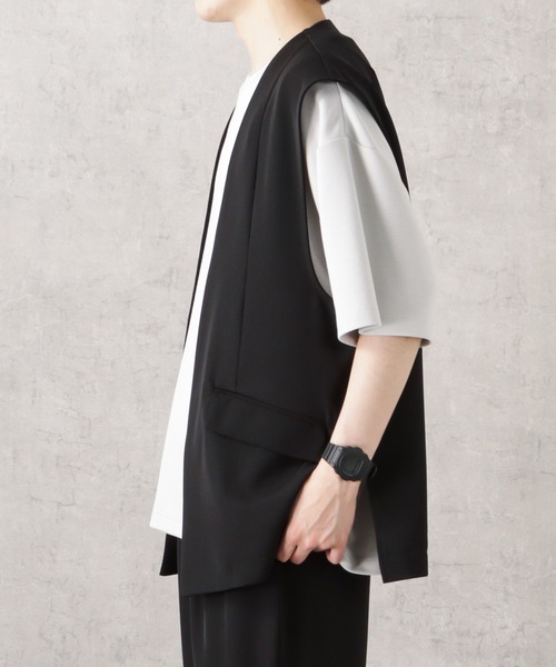 URBAN COLLECTION(アーバンコレクション)の「ドレープツイルベスト(ベスト・メンズ・カーキ/ブラック/チャコール・L/M)」の11枚目の写真
