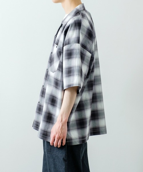 improves（インプローブス）の「ブロードオンブレ チェック 半袖 オープンカラーシャツ（シャツ/ブラウス・メンズ・ブラック/ブラウン/ネイビー・X-LARGE/MEDIUM/LARGE）」の5枚目の写真