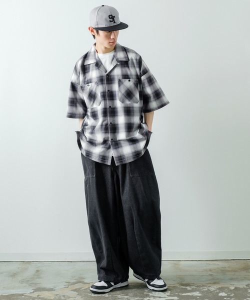 improves（インプローブス）の「ブロードオンブレ チェック 半袖 オープンカラーシャツ（シャツ/ブラウス・メンズ・ブラック/ブラウン/ネイビー・X-LARGE/MEDIUM/LARGE）」の8枚目の写真