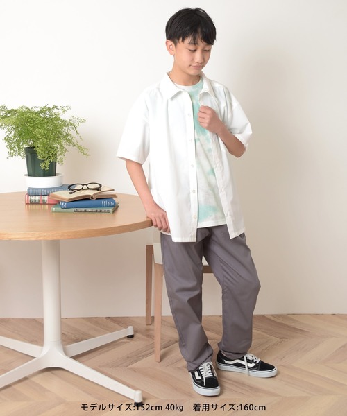 GLAZOS（グラソス）の「さらさら無地半袖シャツ（シャツ/ブラウス・キッズ・ブルー/ホワイト・150cm/140cm/160cm/170cm）」の15枚目の写真