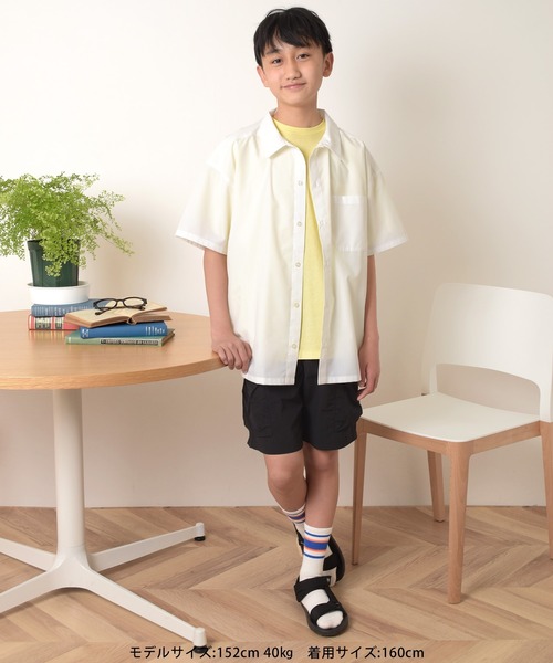 GLAZOS（グラソス）の「さらさら無地半袖シャツ（シャツ/ブラウス・キッズ・ブルー/ホワイト・150cm/140cm/160cm/170cm）」の13枚目の写真