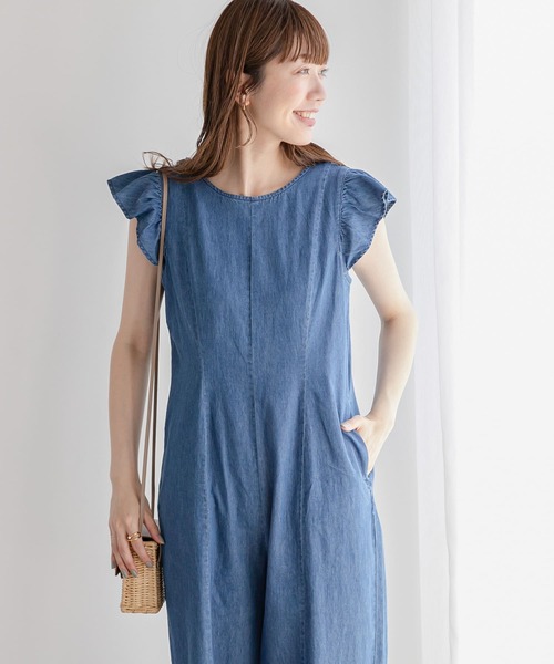 URBAN RESEARCH Sonny Label（アーバンリサーチサニーレーベル）の「デニムフリルオールインワン（つなぎ/オールインワン・レディース・ライトインディゴブルー/インディゴブルー・36/38）」の4枚目の写真
